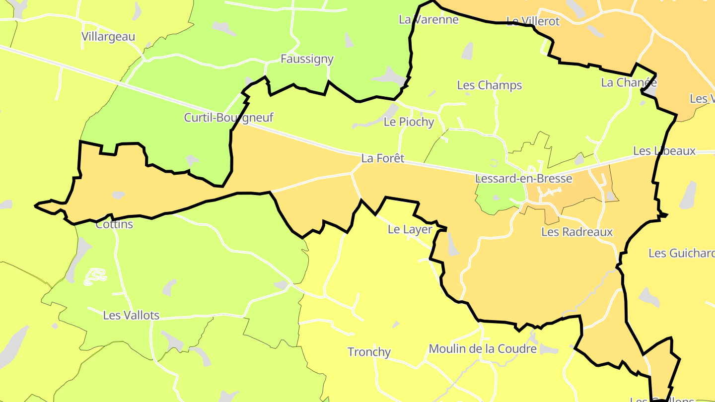 Carte des prix de l'immobilier Lessard-en-Bresse