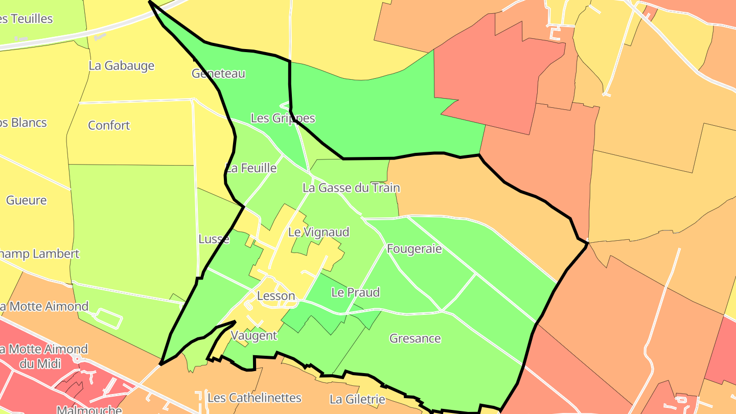 Carte des prix de l'immobilier Lesson