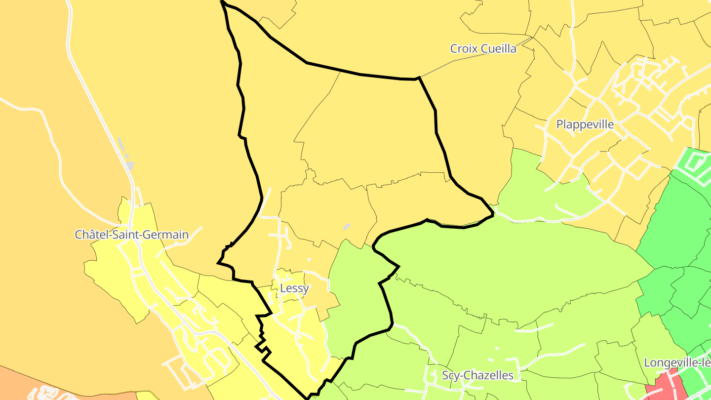 Carte des prix de l'immobilier Lessy