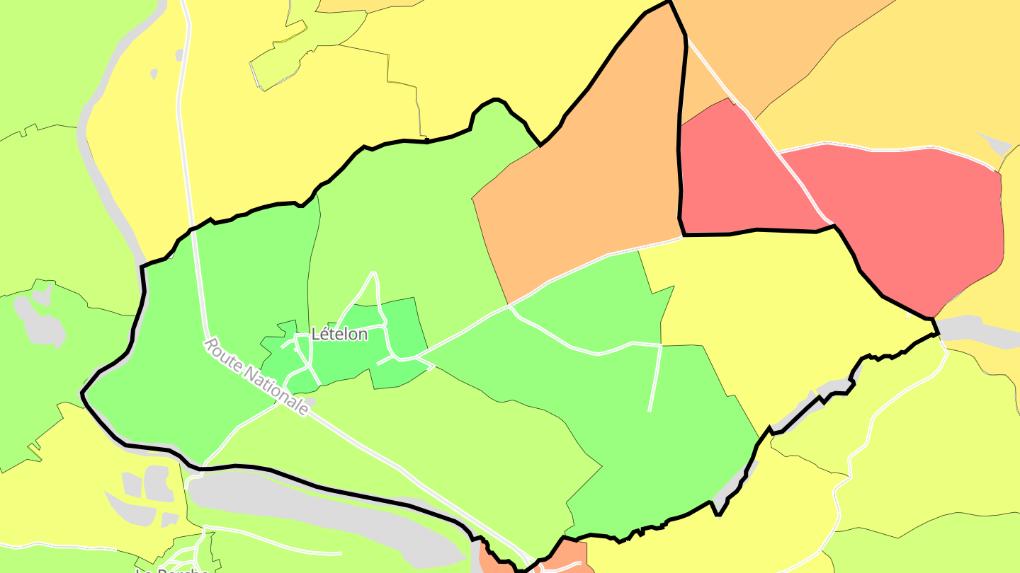 Carte des prix de l'immobilier Lételon