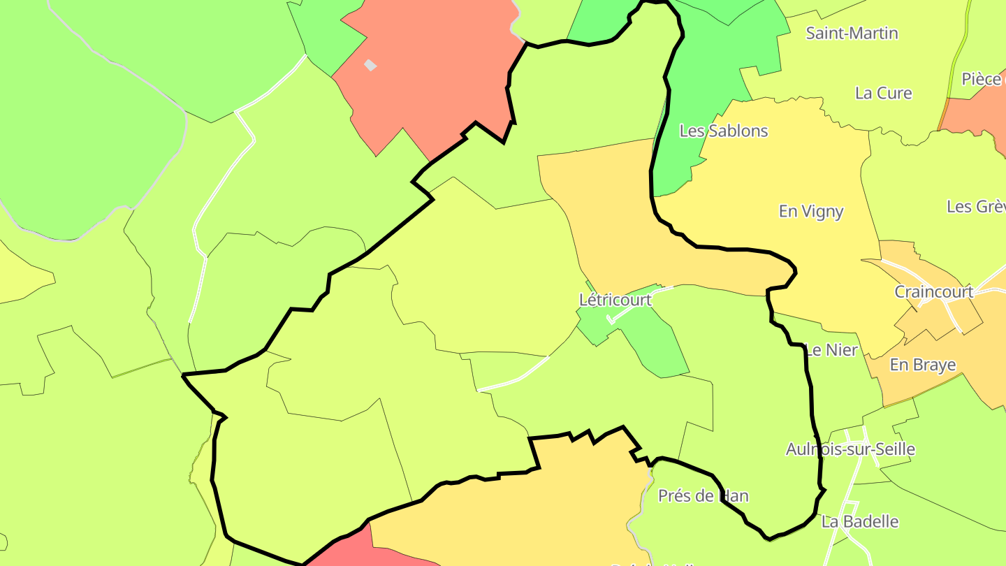 Carte des prix de l'immobilier Létricourt