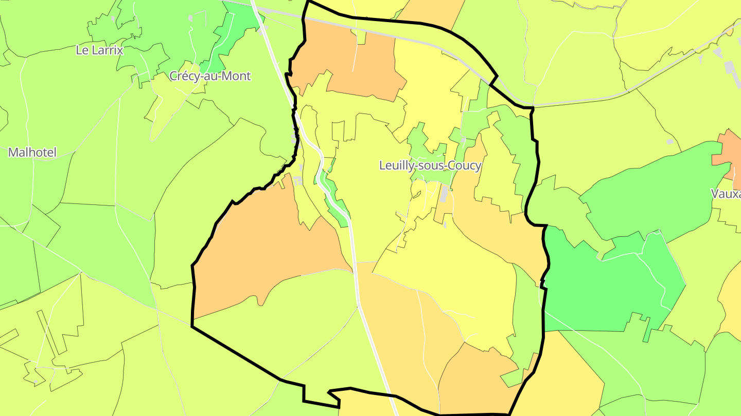Carte des prix de l'immobilier Leuilly-sous-Coucy