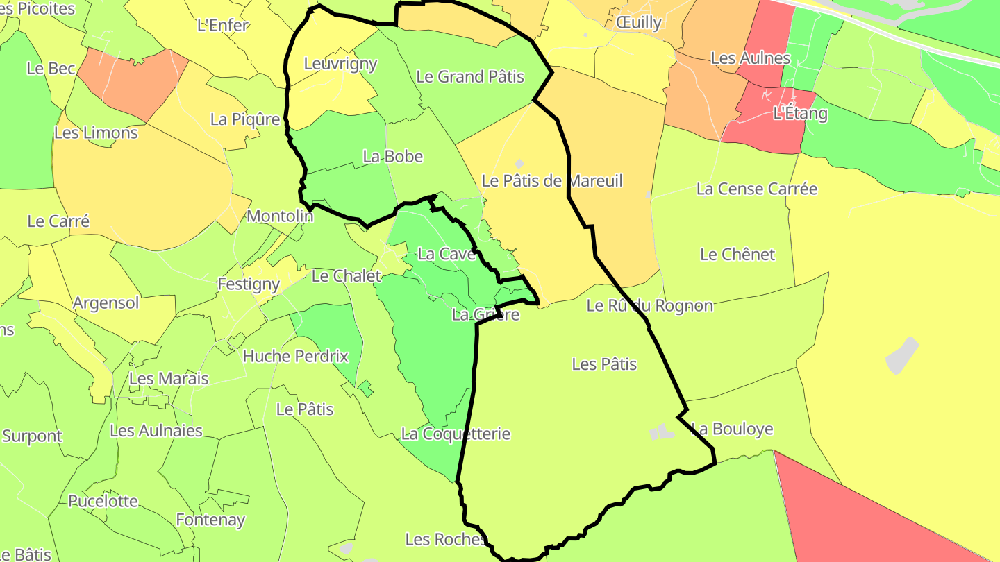 Carte des prix de l'immobilier Leuvrigny