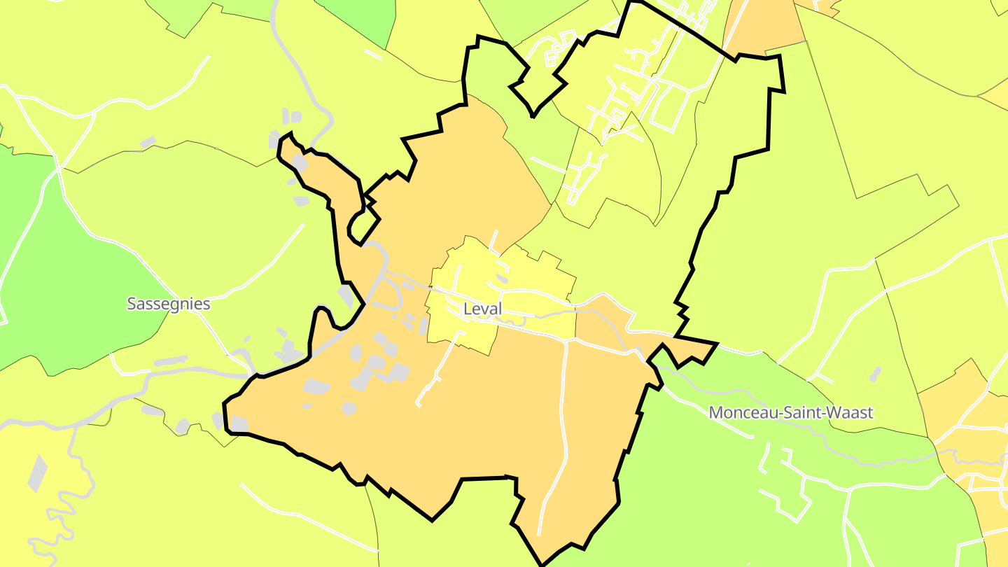 Carte des prix de l'immobilier Leval