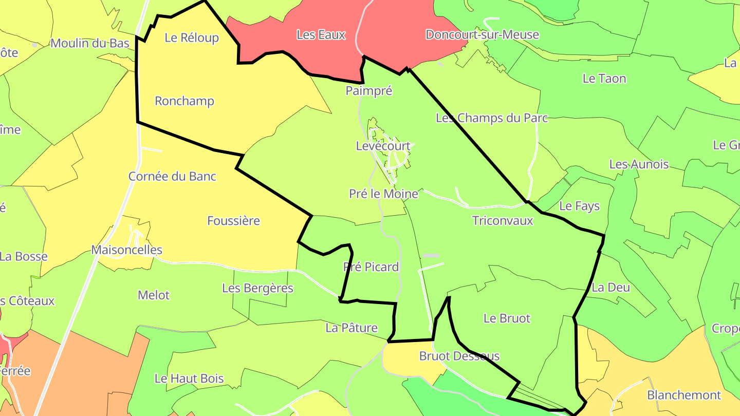 Carte des prix de l'immobilier Levécourt