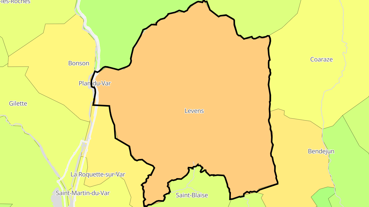 Carte des prix de l'immobilier Levens