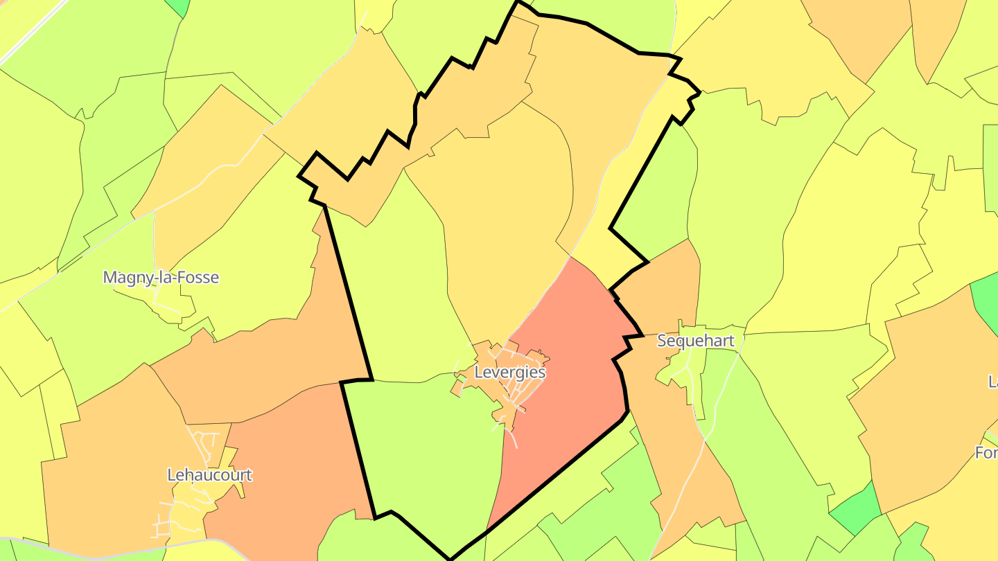 Carte des prix de l'immobilier Levergies