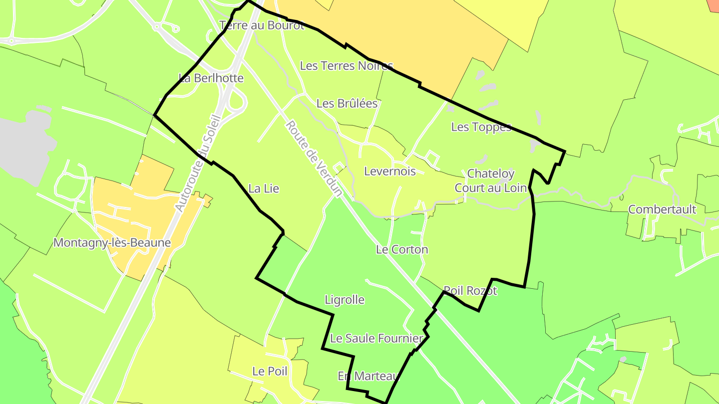 Carte des prix de l'immobilier Levernois