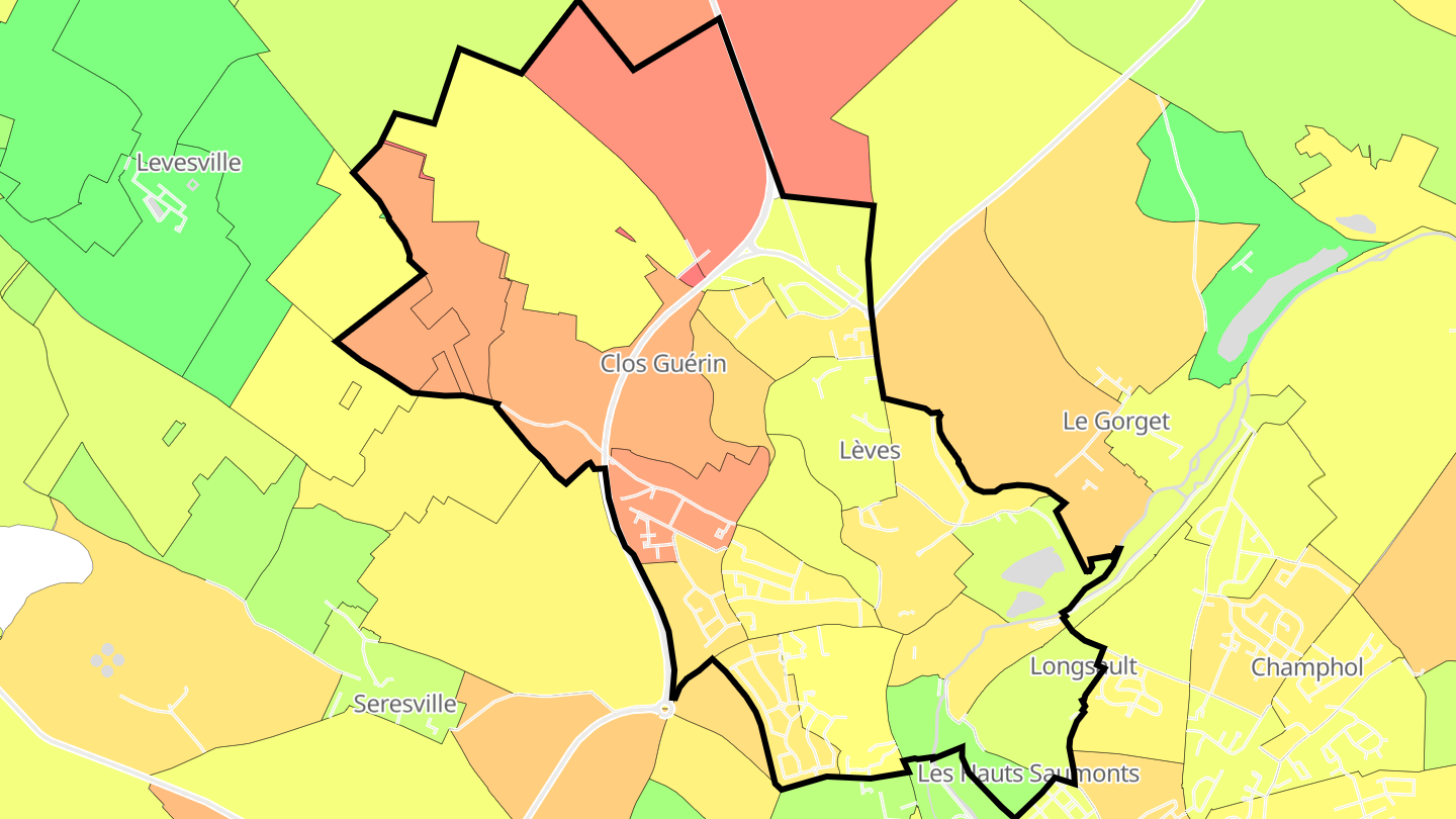 Carte des prix de l'immobilier Lèves