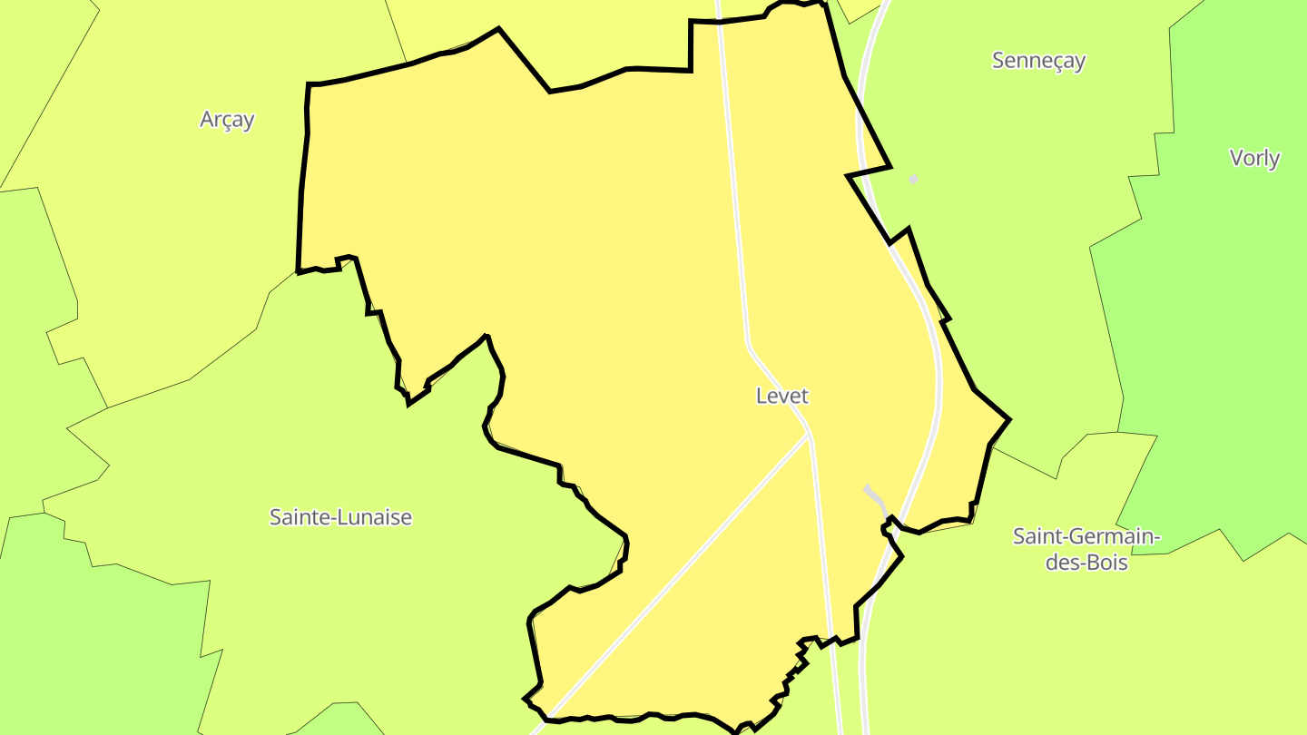 Carte des prix de l'immobilier Levet