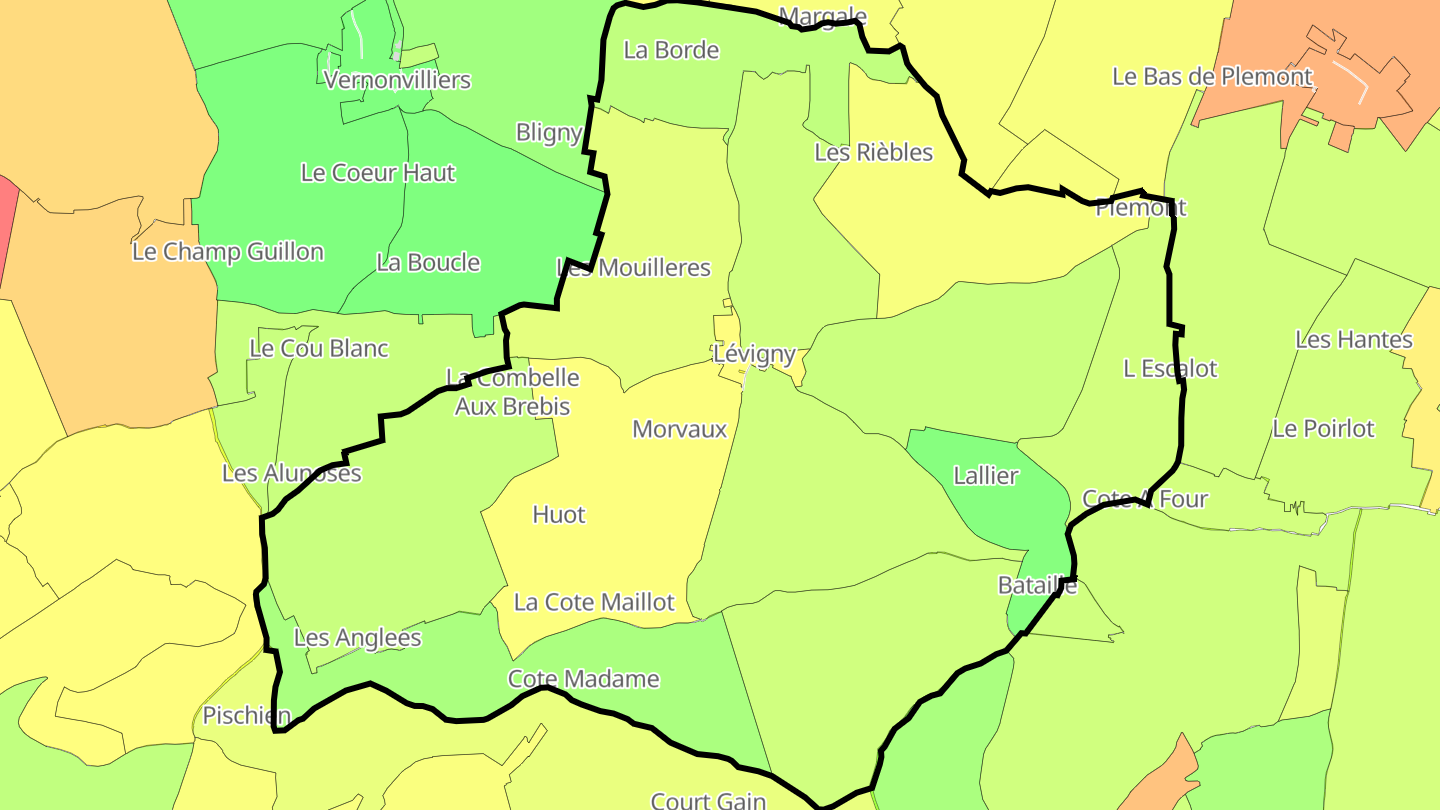Carte des prix de l'immobilier Lévigny