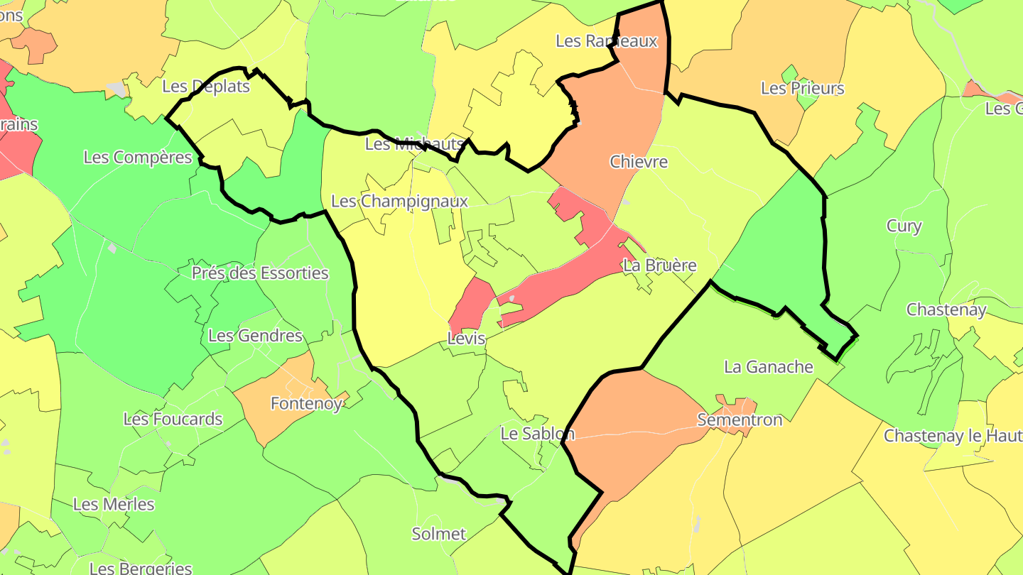 Carte des prix de l'immobilier Levis