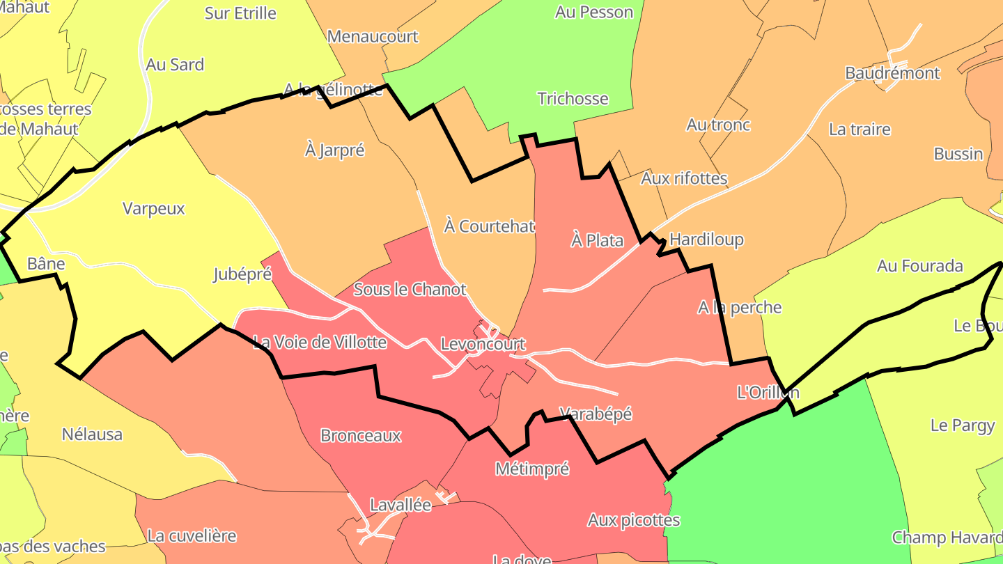Carte des prix de l'immobilier Levoncourt