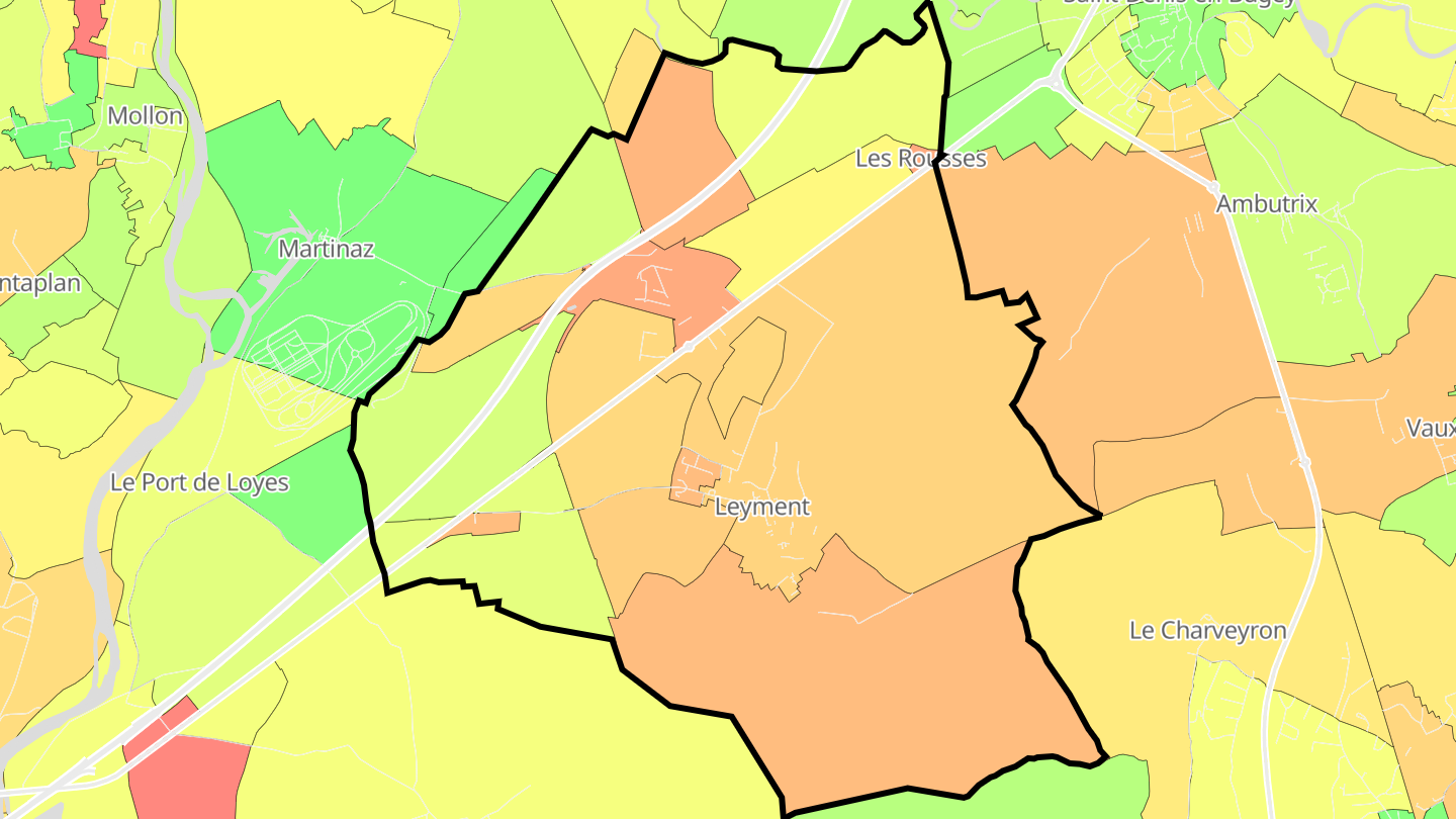 Carte des prix de l'immobilier Leyment