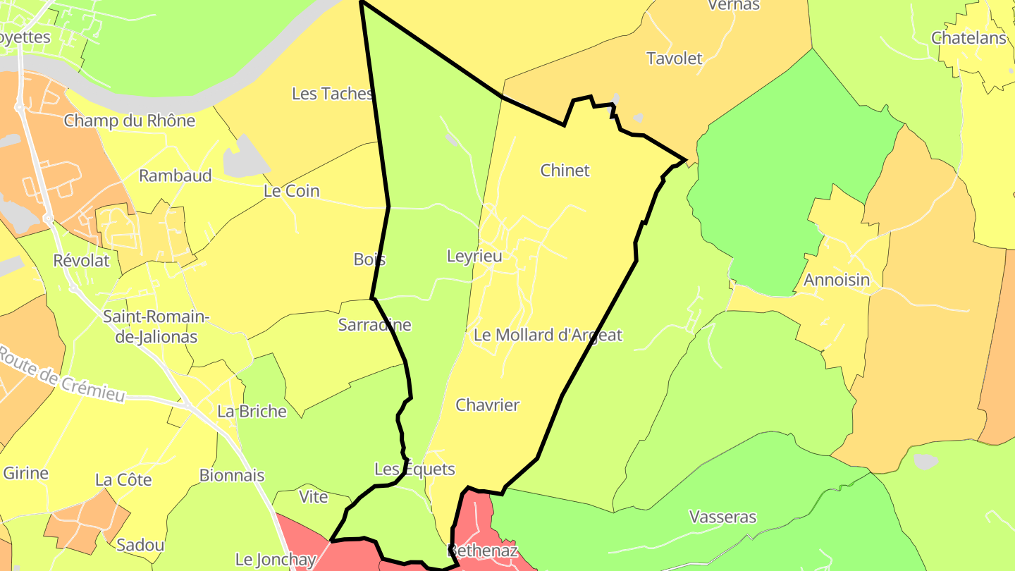 Carte des prix de l'immobilier Leyrieu