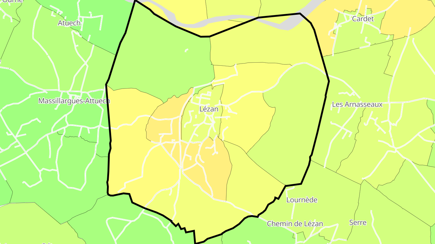 Carte des prix de l'immobilier Lézan