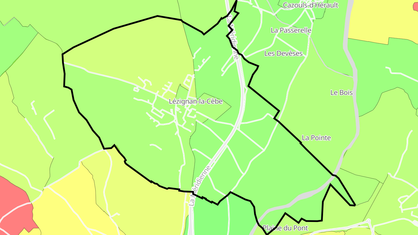 Carte des prix de l'immobilier Lézignan-la-Cèbe