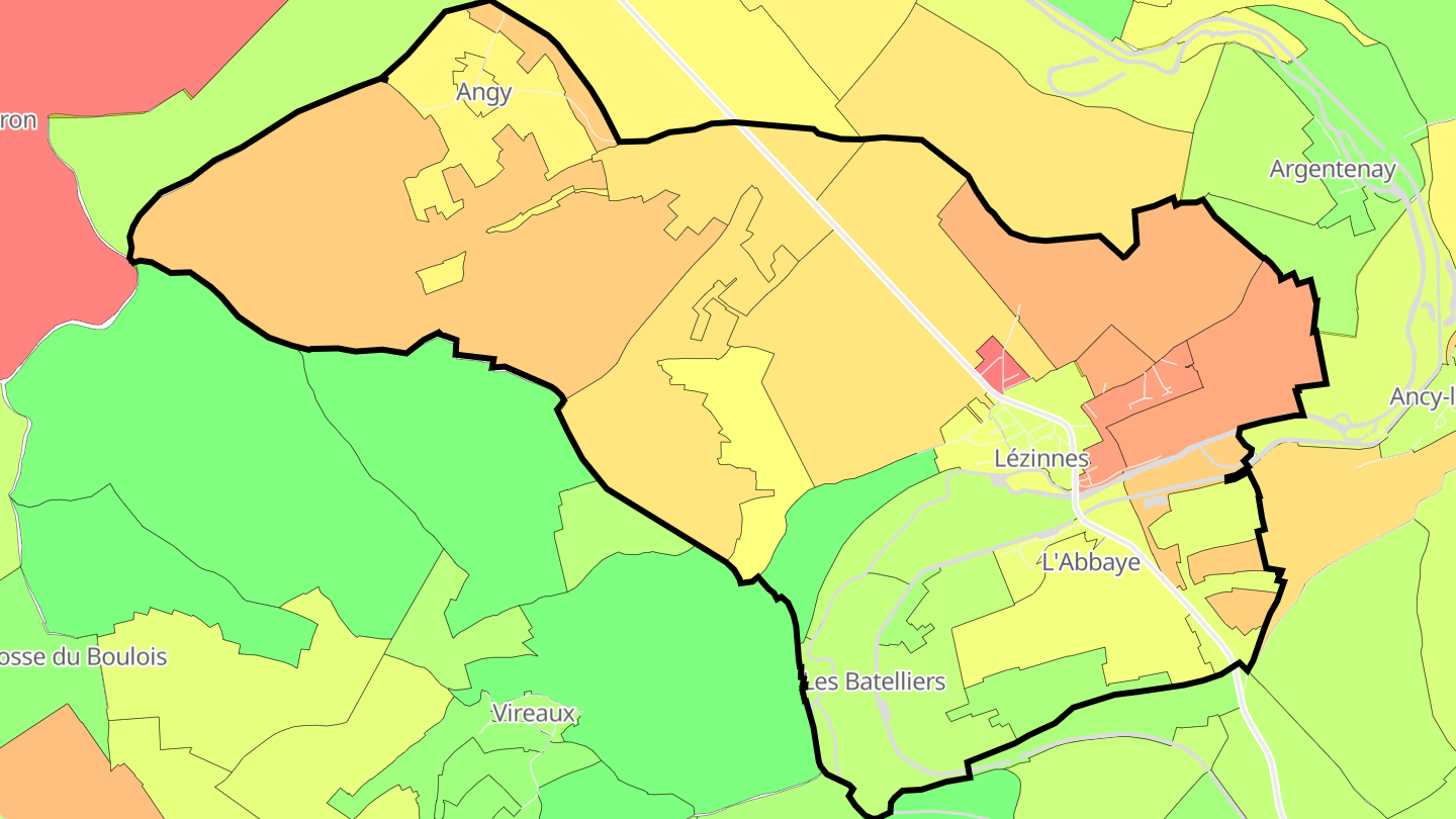 Carte des prix de l'immobilier Lézinnes