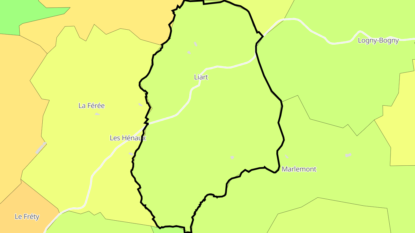 Carte des prix de l'immobilier Liart