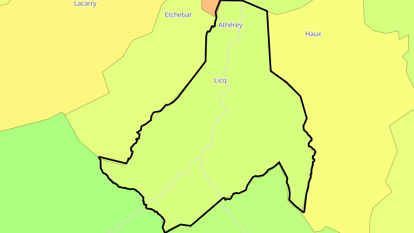 Carte des prix de l'immobilier Licq-Athérey