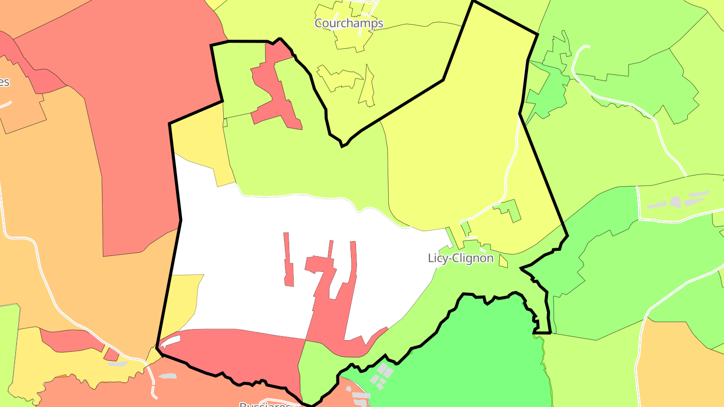 Carte des prix de l'immobilier Licy-Clignon