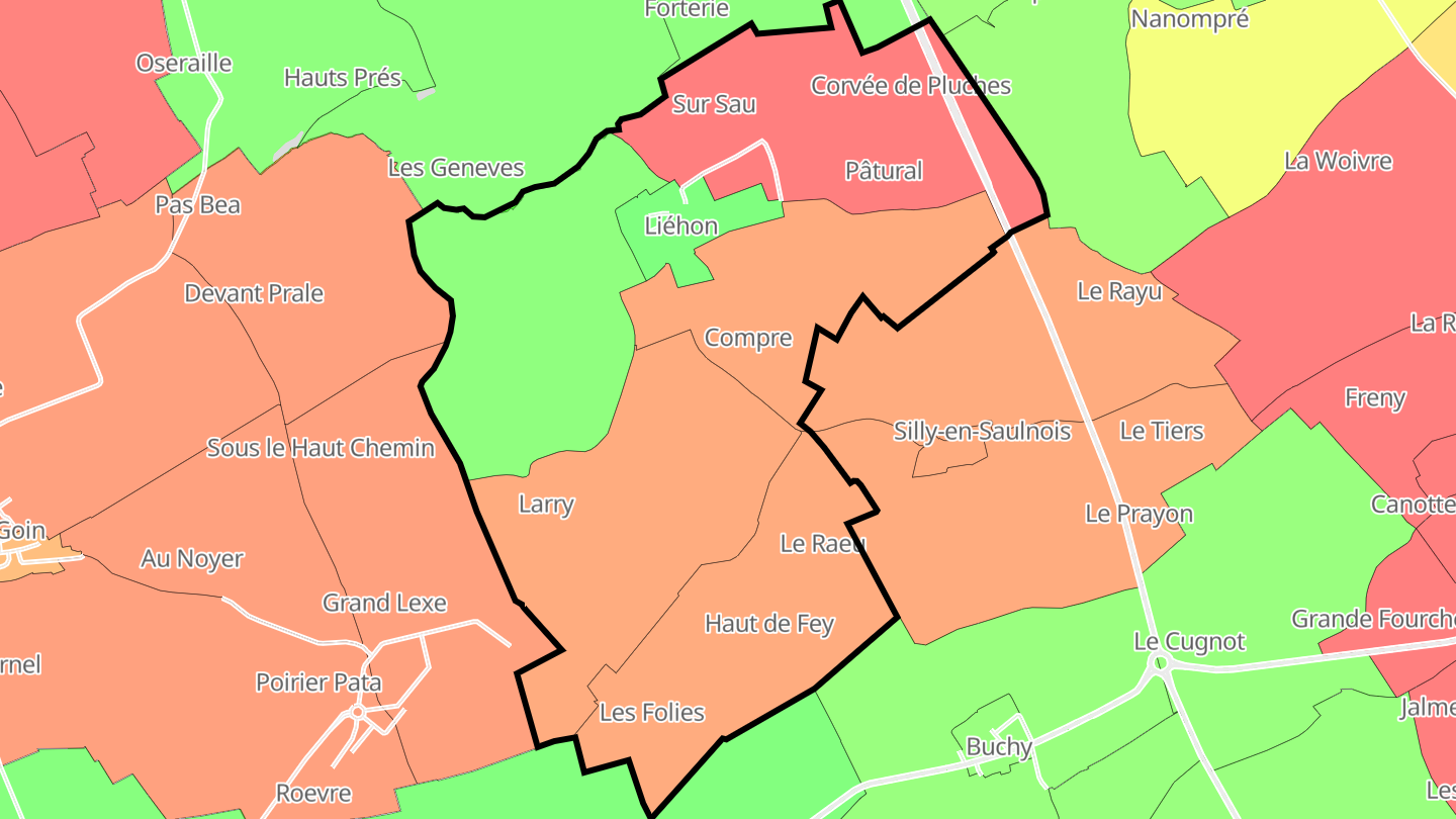 Carte des prix de l'immobilier Liéhon