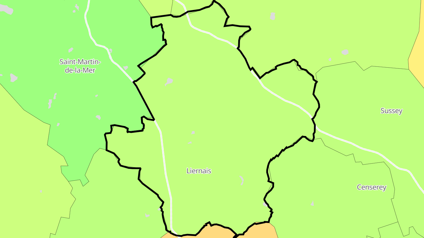 Carte des prix de l'immobilier Liernais