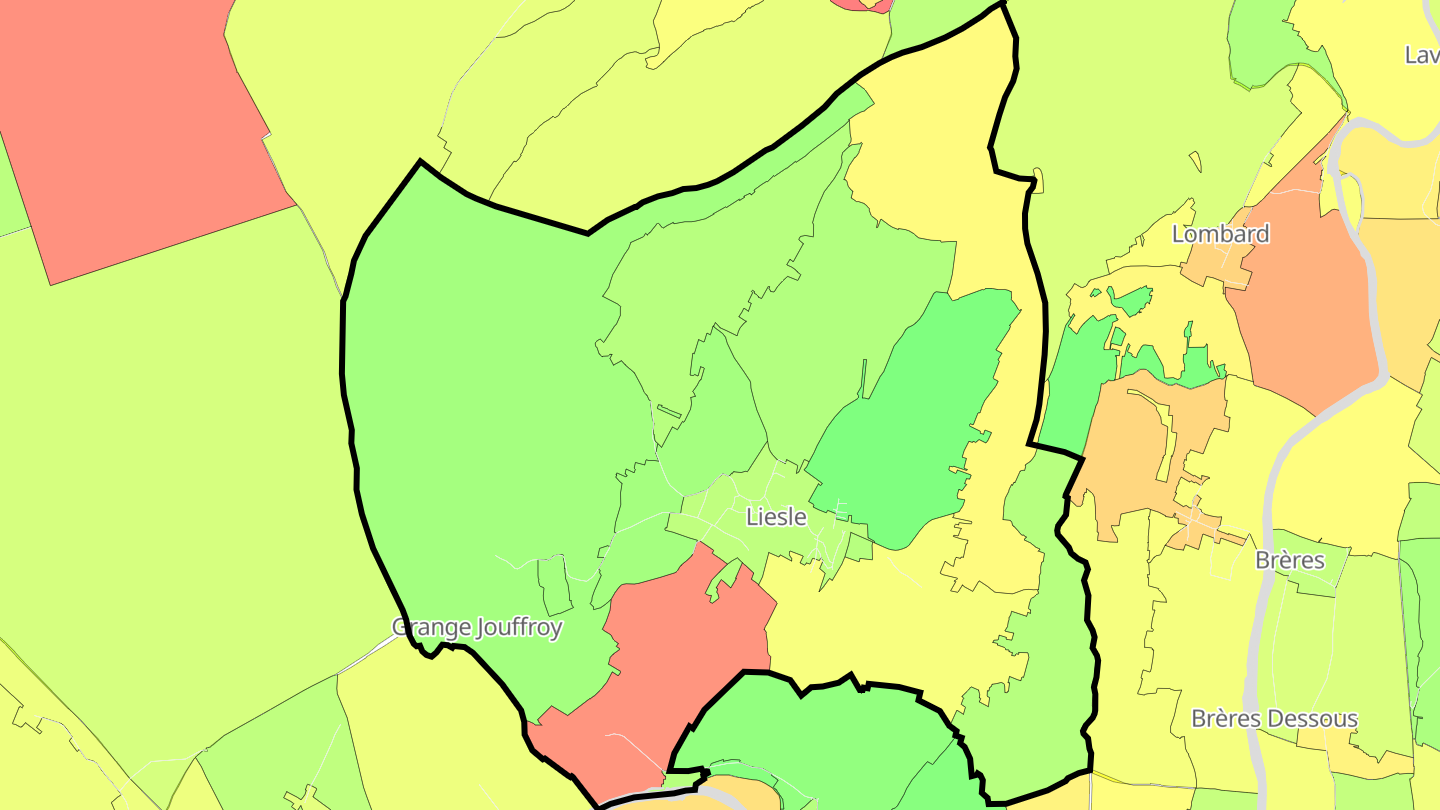 Carte des prix de l'immobilier Liesle
