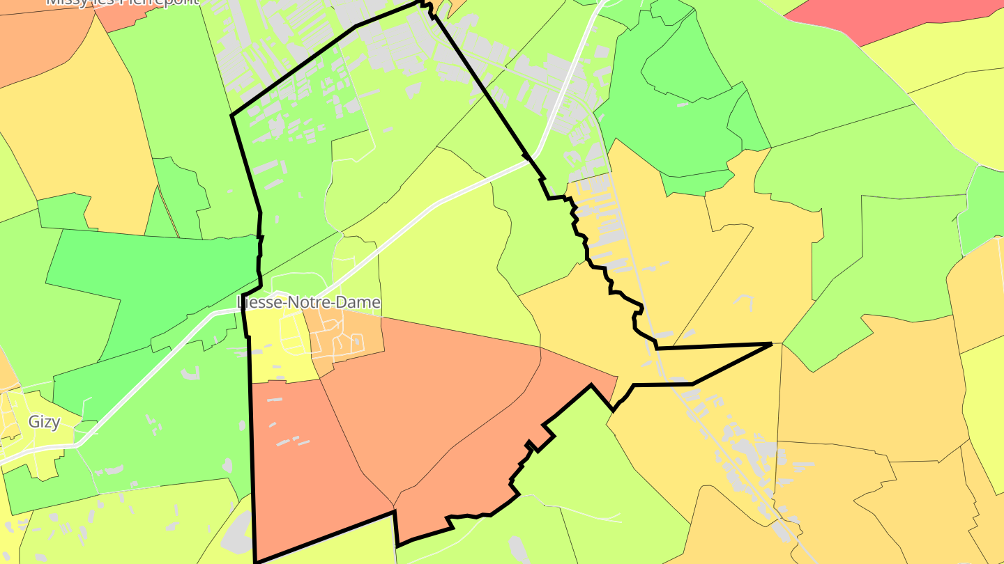 Carte des prix de l'immobilier Liesse-Notre-Dame