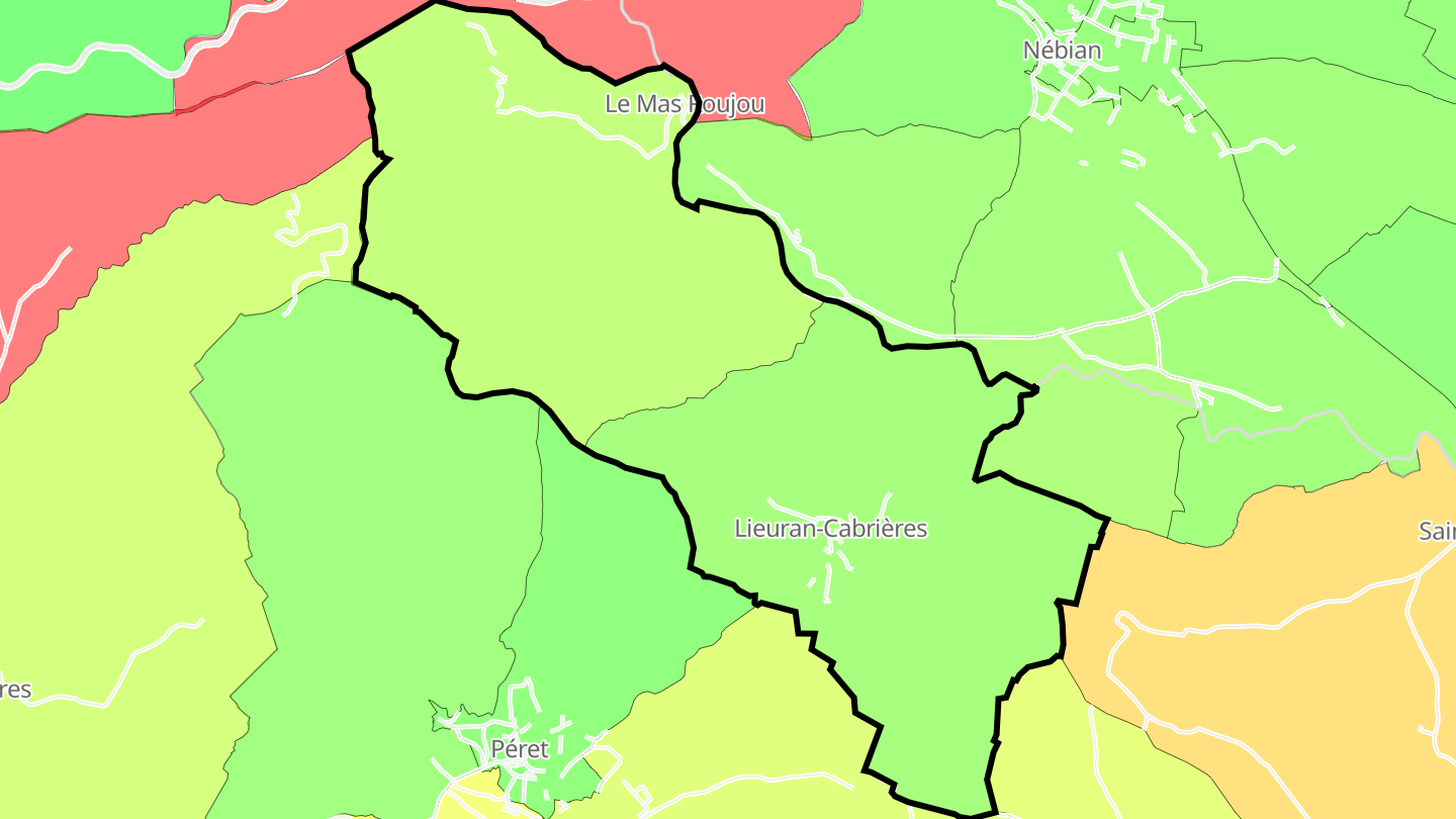 Carte des prix de l'immobilier Lieuran-Cabrières