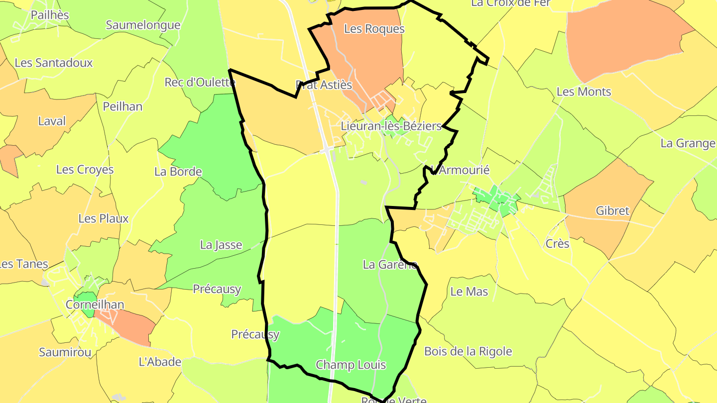 Carte des prix de l'immobilier Lieuran-lès-Béziers