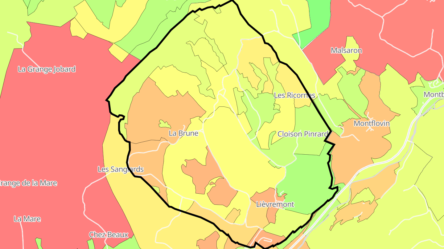 Carte des prix de l'immobilier Lièvremont