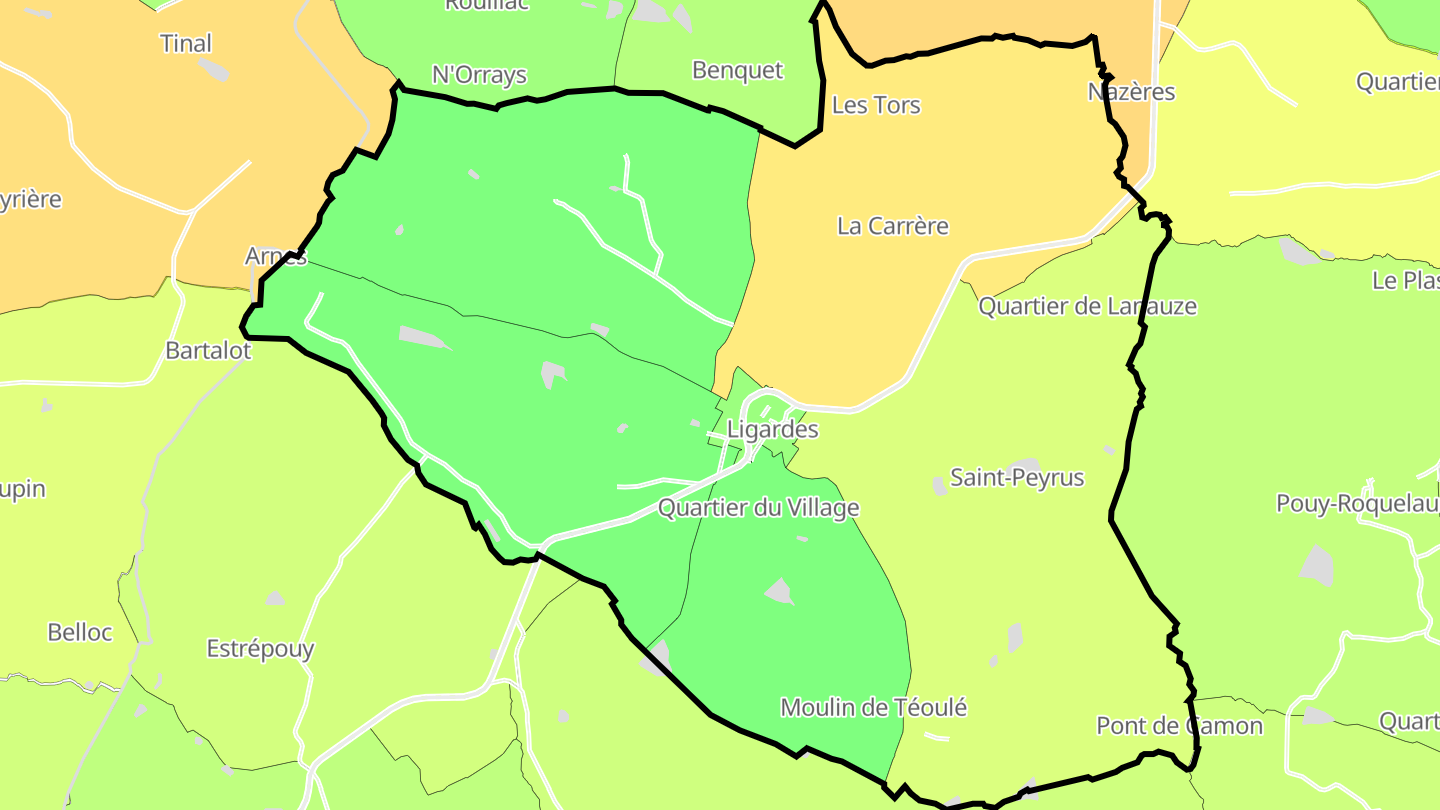 Carte des prix de l'immobilier Ligardes
