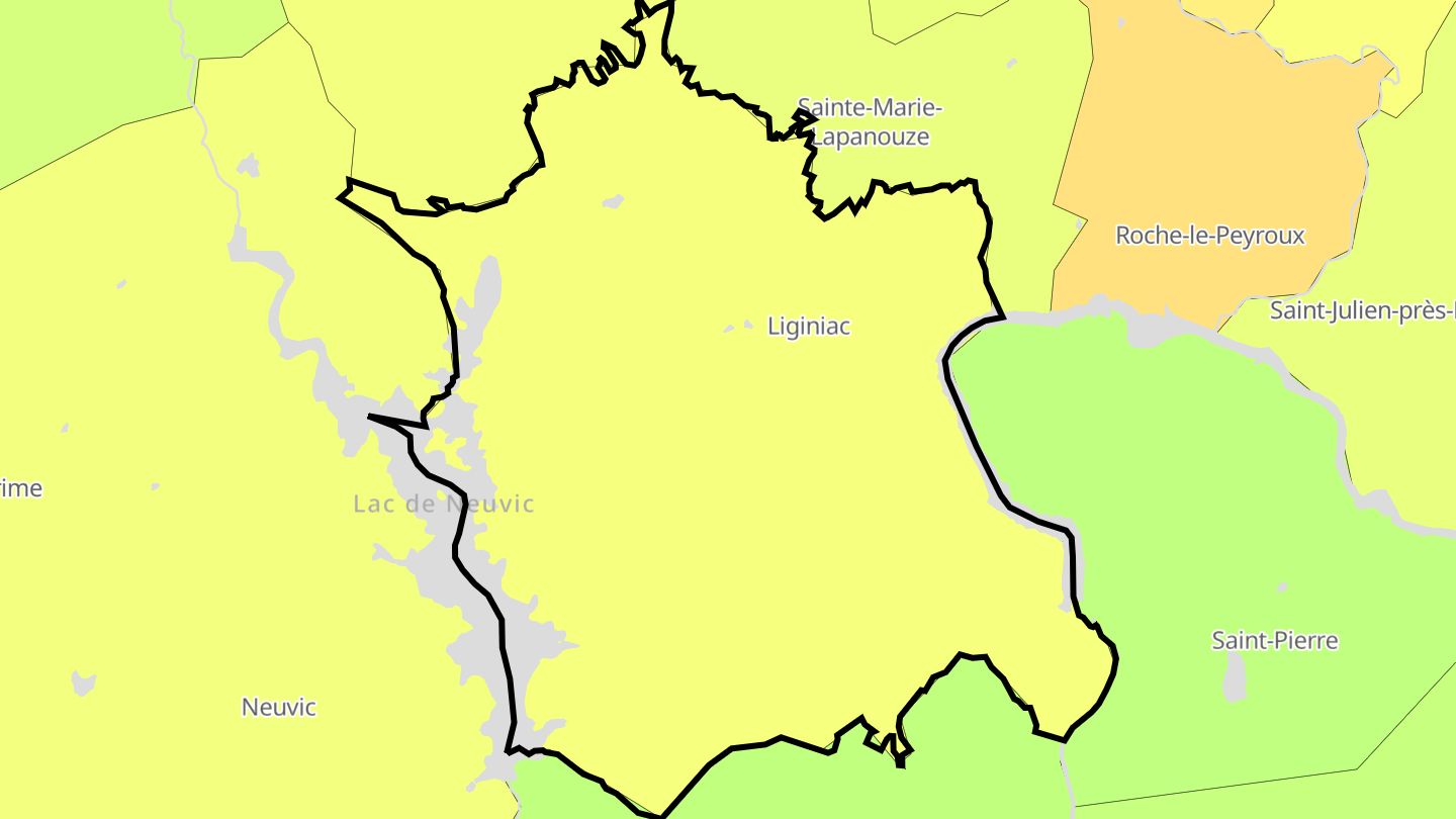 Carte des prix de l'immobilier Liginiac
