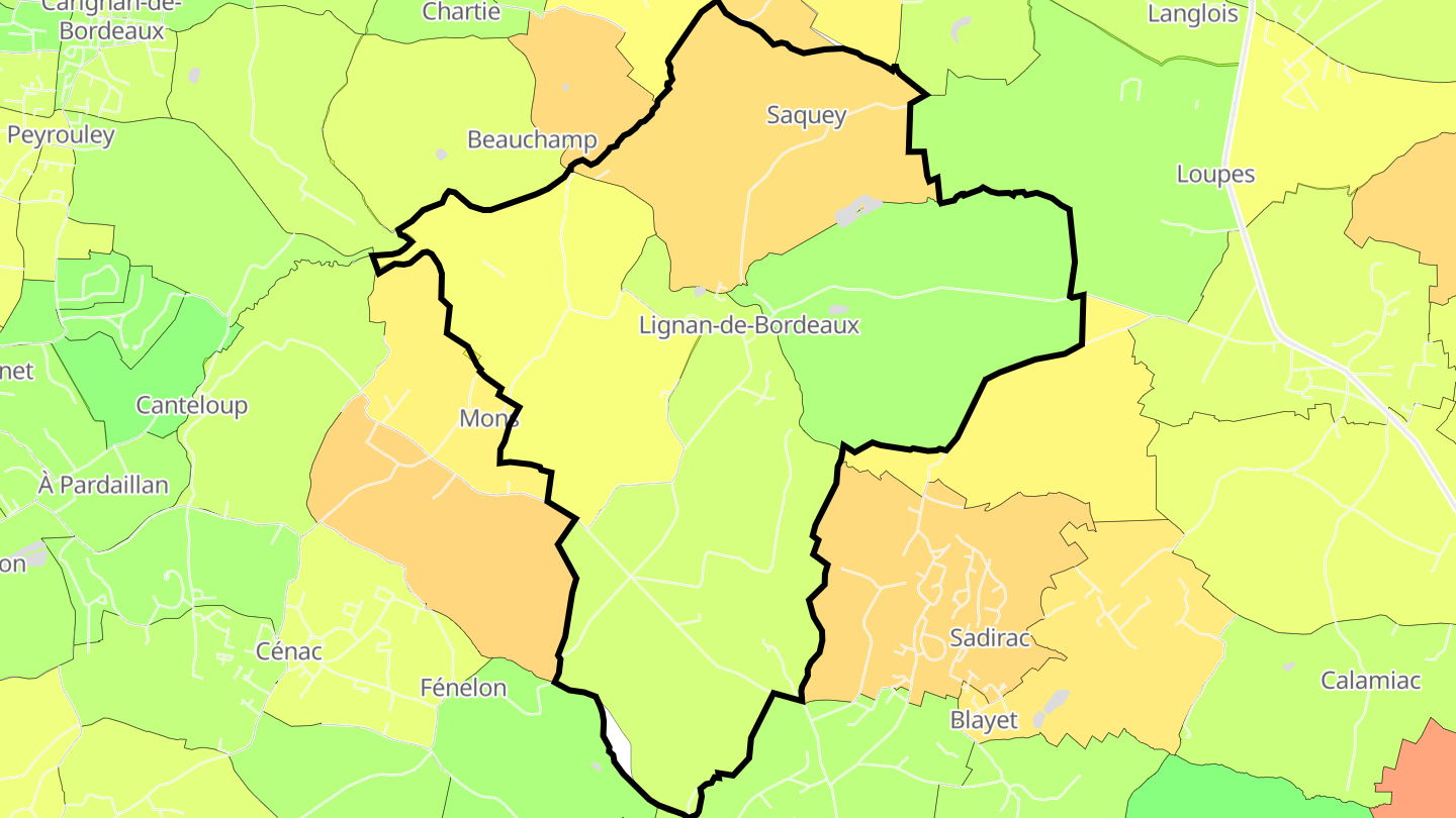 Carte des prix de l'immobilier Lignan-de-Bordeaux