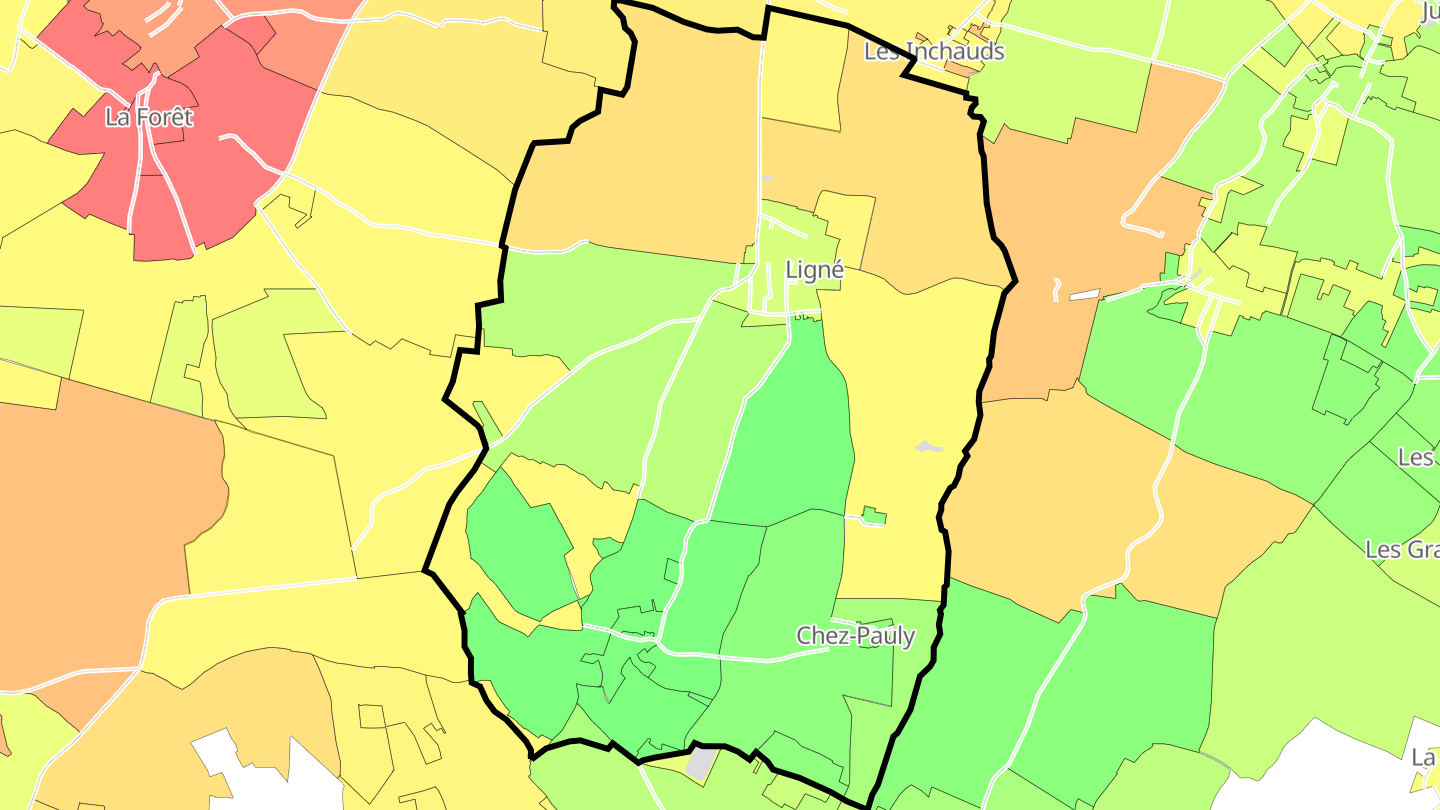 Carte des prix de l'immobilier Ligné