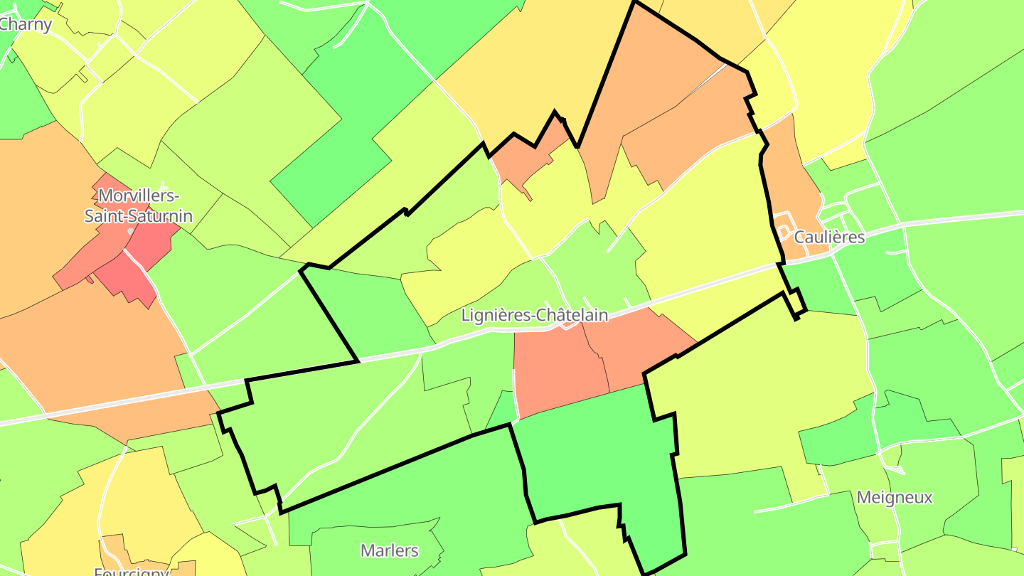 Carte des prix de l'immobilier Lignières-Châtelain