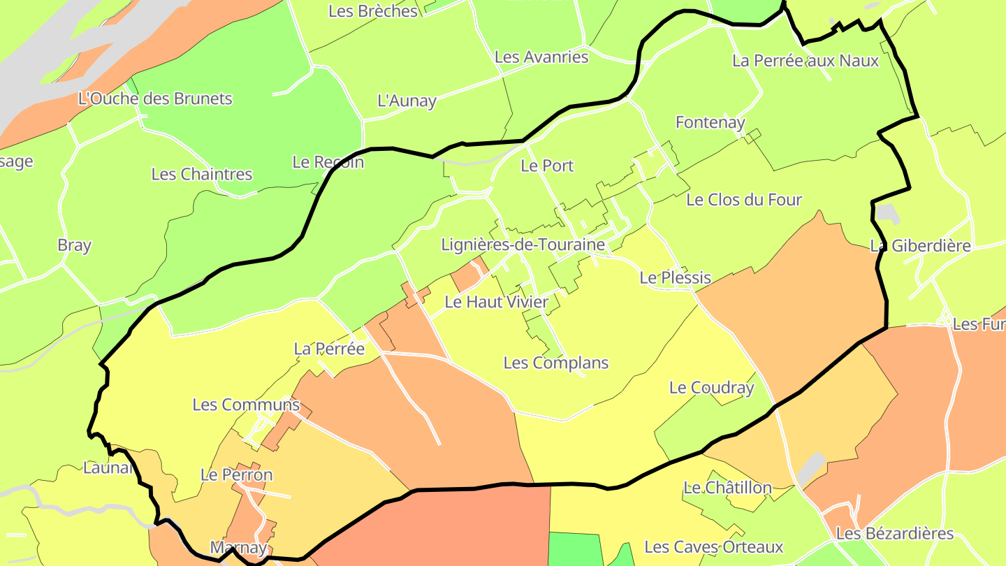 Carte des prix de l'immobilier Lignières-de-Touraine