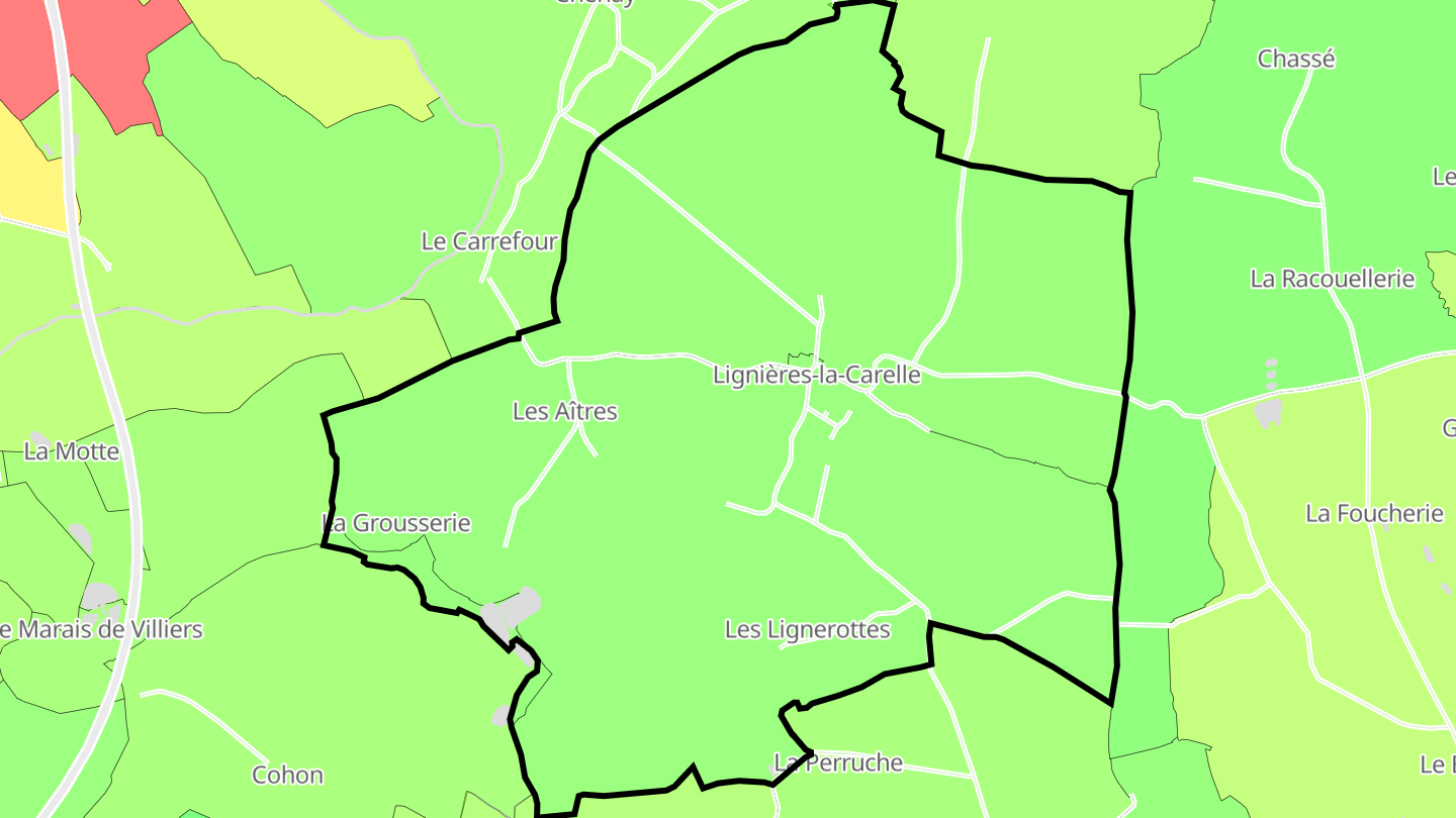 Carte des prix de l'immobilier Lignières-la-Carelle