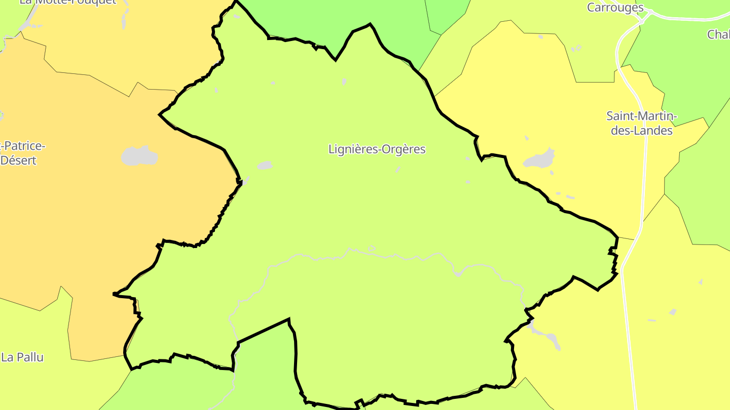 Carte des prix de l'immobilier Lignières-Orgères