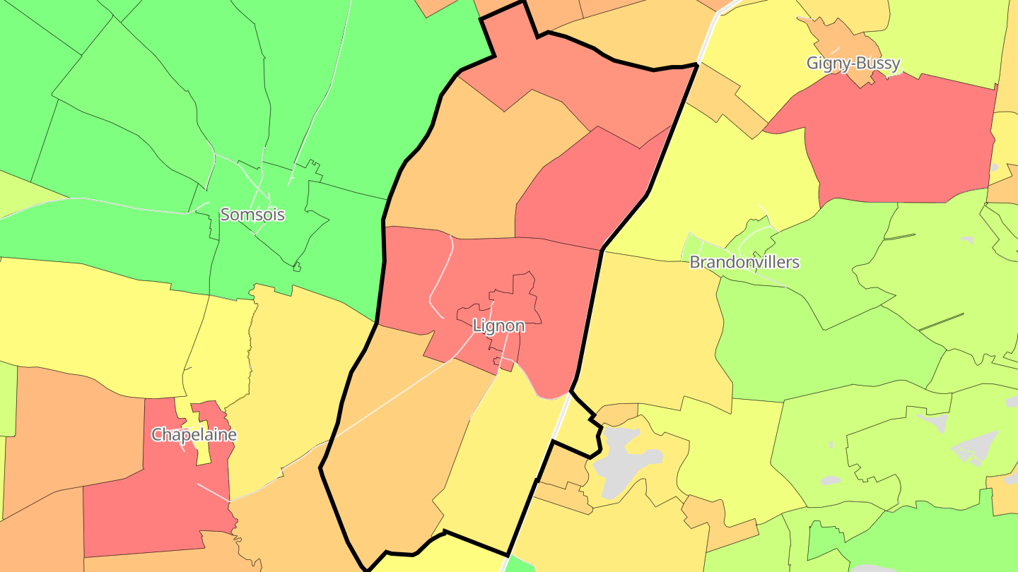 Carte des prix de l'immobilier Lignon