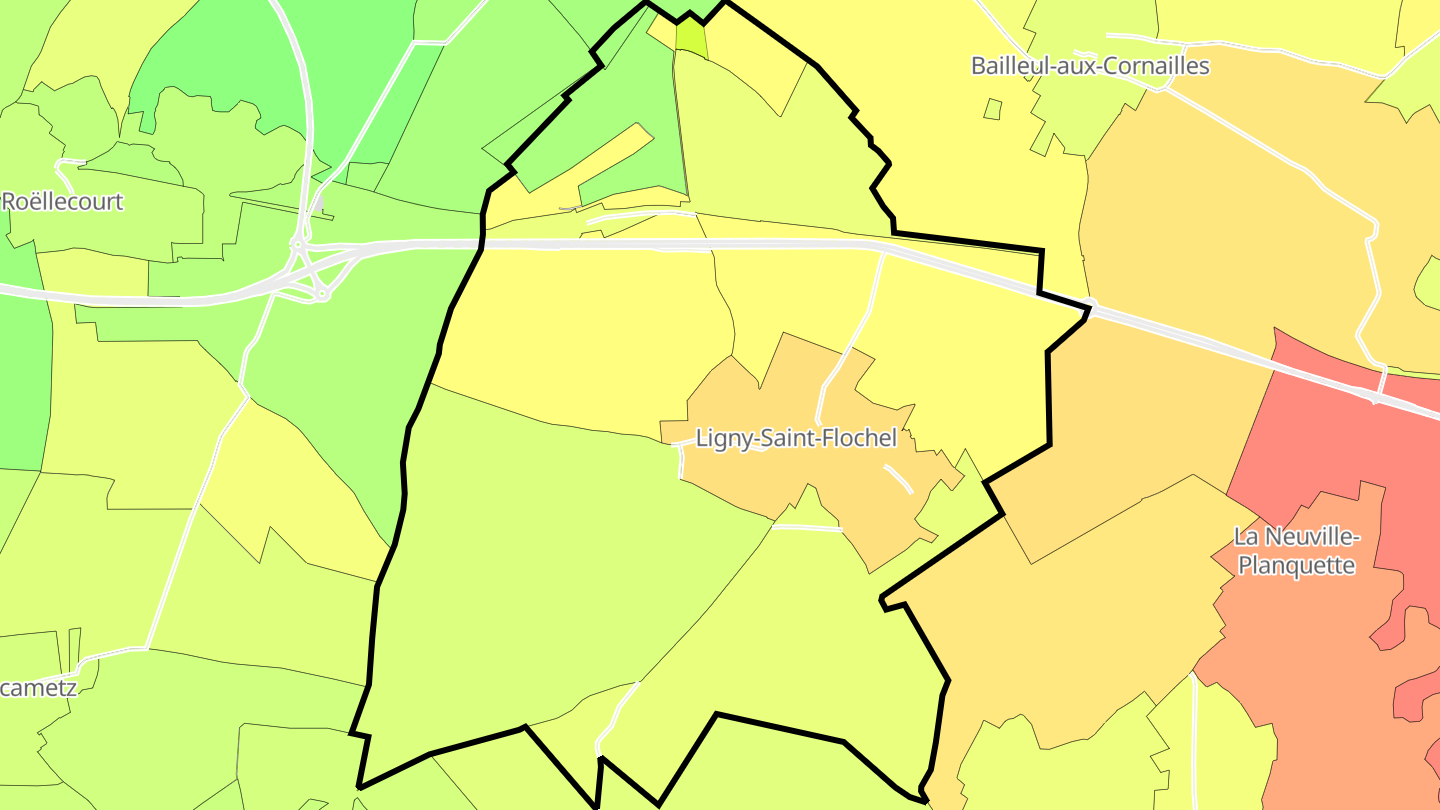 Carte des prix de l'immobilier Ligny-Saint-Flochel