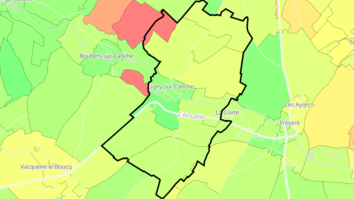 Carte des prix de l'immobilier Ligny-sur-Canche