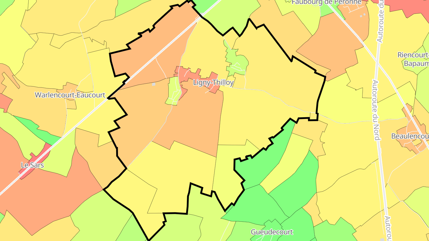 Carte des prix de l'immobilier Ligny-Thilloy