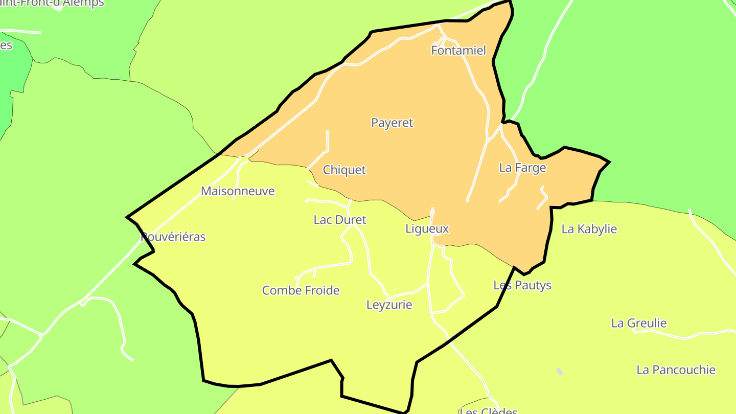 Carte des prix de l'immobilier Ligueux