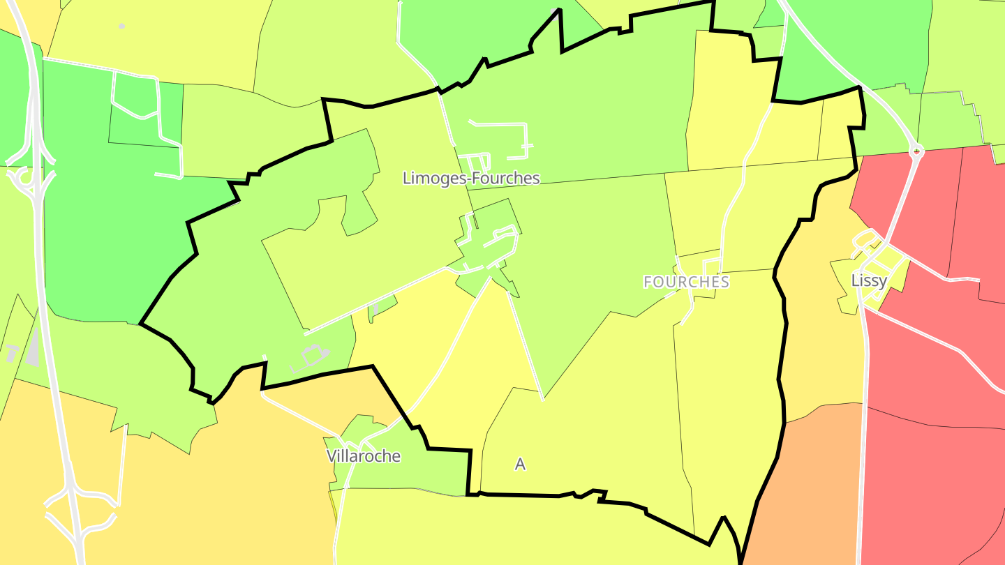 Carte des prix de l'immobilier Limoges-Fourches
