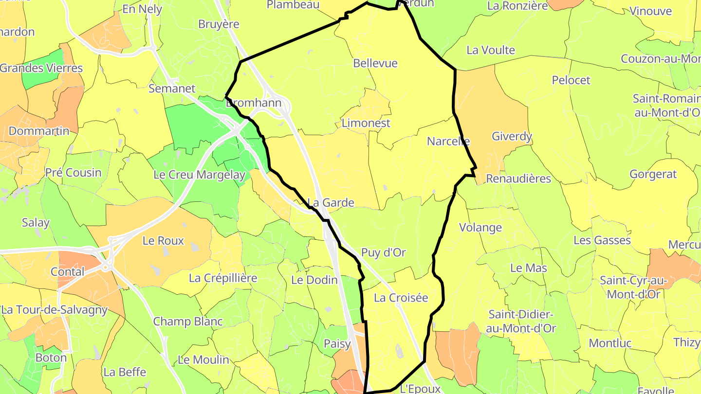 Carte des prix de l'immobilier Limonest