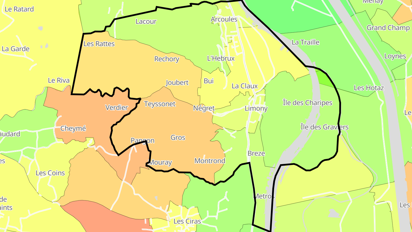 Carte des prix de l'immobilier Limony