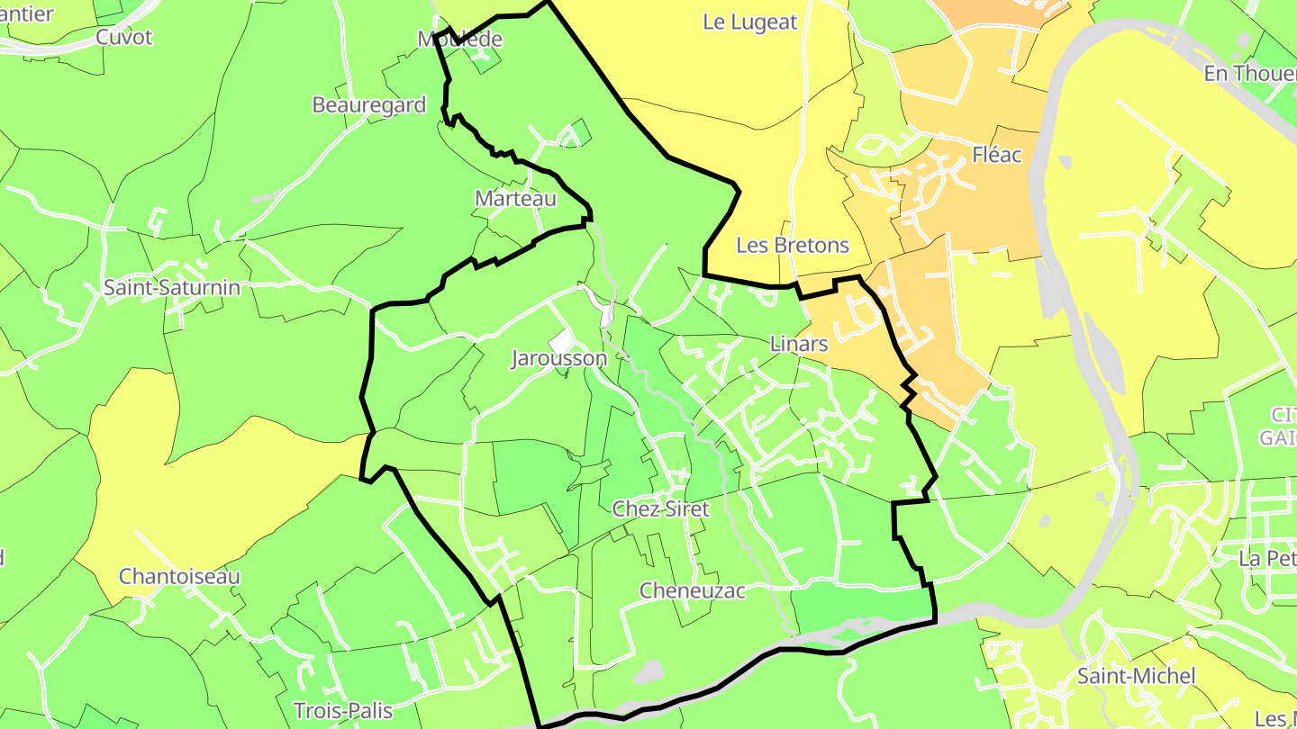 Carte des prix de l'immobilier Linars