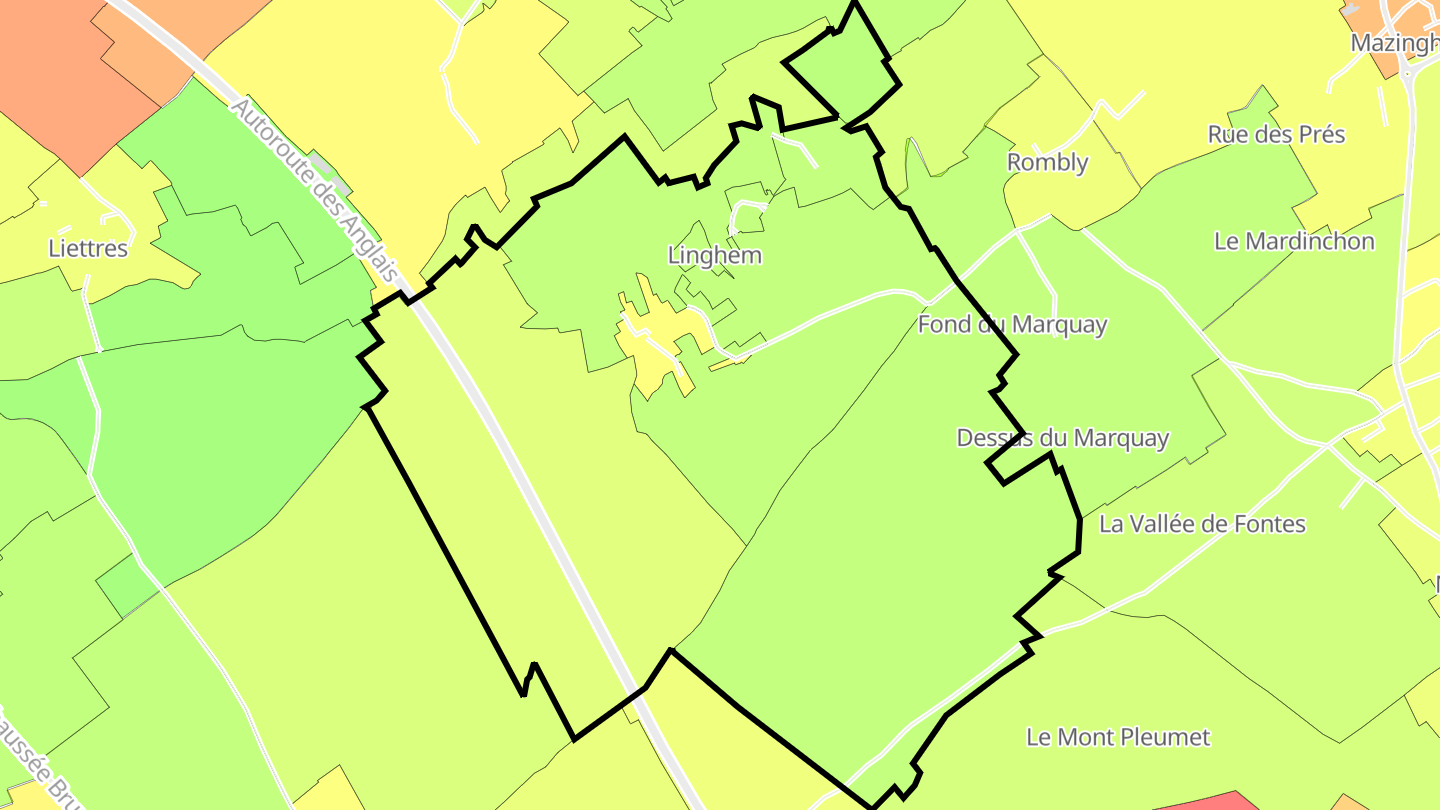 Carte des prix de l'immobilier Linghem